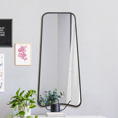 Mirroroutlet The Coartans New Black Metal Isoscelles Trapezoid Shape Framed Wall Mirror 122Cm X 58Cm - image 1