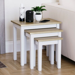 Lassic Vida Designs Yorkshire Nest Of 3 Tables, Oak & White - thumbnail 4