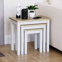Lassic Vida Designs Yorkshire Nest Of 3 Tables, Oak & White - thumbnail 5