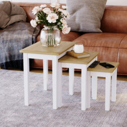Lassic Vida Designs Yorkshire Nest Of 3 Tables, Oak & White - thumbnail 2