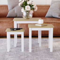 Lassic Vida Designs Yorkshire Nest Of 3 Tables, Oak & White - thumbnail 3