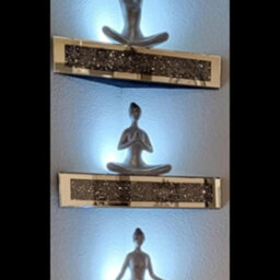 Deenz 2X Conner Shelf Crushed Diamond Mirrored Decorative Wall Shelf Triangle Corner Wall Shelves Crystal Glass Silver