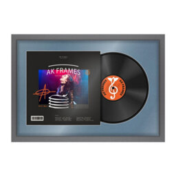 "AK Frames 25X17"" Dark Grey Modern Vinyl Record Frame With Pompadour Mount For 12 Inch Lp Cover & Disc - Overlapped Design" - thumbnail 1