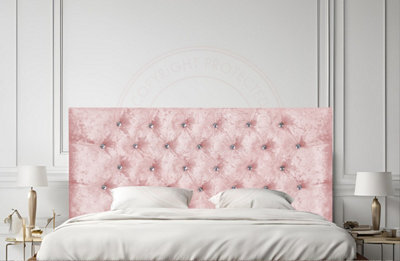 "COOL BED Pink Crushed Velvet 4Ft6 - Double 20"" Chesterfield Headboard" - image 1