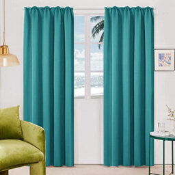 Deconovo Blackout Pencil Pleat Blackout Curtains Thermal Insulated Curtains For Living Room W55 X L102 Inch Turquoise 2 Panels - thumbnail 3