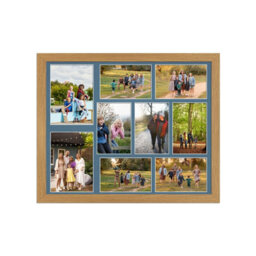 AK Frames 20X16 Oak Sleek Multi Photo Frame With Pompadour Mount - Holds 9 Apertures (2X) 7X5, (7X) 6X4 Photos - thumbnail 1