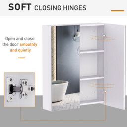Homcom 60X75Cm Mirror Cabinet Wall Mount Storage Organizer Door Adjustable Shelf - thumbnail 6