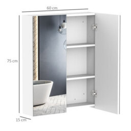Homcom 60X75Cm Mirror Cabinet Wall Mount Storage Organizer Door Adjustable Shelf - thumbnail 3