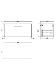 Hudson Reed Juno Wall Hung Single Soft Close Drawer Vanity Unit With Worktop In Autumn Oak Finish, 800mm - thumbnail 4