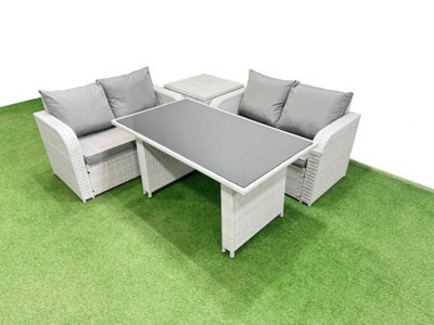 Fimous 4 Pieces Outdoor Pe Rattan Sofa Set Patio Garden Furniture Sets With Cushions Side Table Light Grey - image 1