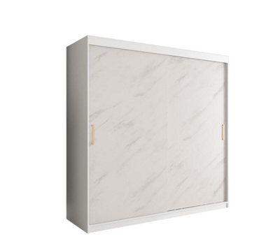 Arte Elegant White Geneva T Sliding Door Wardrobe W2000mm H2000mm D620mm - Modern Design, Gold Handles, Extensive Storage - image 1