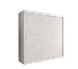 Arte Elegant White Geneva T Sliding Door Wardrobe W2000mm H2000mm D620mm - Modern Design, Gold Handles, Extensive Storage - thumbnail 1