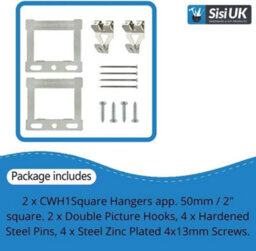 Sisi UK Canvas Floater Box Frame Picture Hanging Kit With Cwh Hangers Hooks Screws And Nails For Stretched Canvas And Frames - thumbnail 2