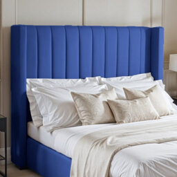 UKBEDFURNITURE Barcelona Wingback Blue Plush Valvet Upholstered Gas Lift Storage Bed -  With 48 Inch Headboard - thumbnail 2