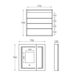 Homestylestore 750 X 750mm Wall Mounted Cool White Led Mirrored Door Bathroom Cabinet - thumbnail 2