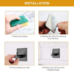 4-Piece 3M Adhesive Hooks, Bathroom Wall Hooks, Kitchen Towel Hooks, Picture Hangers Without Drilling - thumbnail 5
