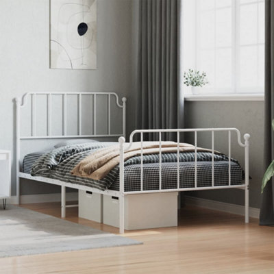 Berkfield Metal Bed Frame Without Mattress With Footboard White 107X203Cm - image 1