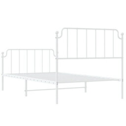 Berkfield Metal Bed Frame Without Mattress With Footboard White 107X203Cm - thumbnail 7