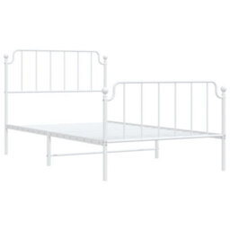 Berkfield Metal Bed Frame Without Mattress With Footboard White 107X203Cm - thumbnail 4