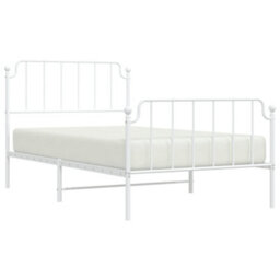 Berkfield Metal Bed Frame Without Mattress With Footboard White 107X203Cm - thumbnail 3