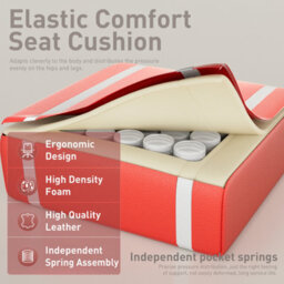 Massage Gaming Chair With Footrest, Headrest & Lumbar Support, Height Adjustable For Home, White Red - thumbnail 5