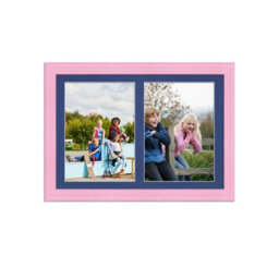 AK Frames 20X14 Pastel Pink Classic Multi Photo Frame With Blue Mount - Holds 2 Apertures (2X) A4 Photos - thumbnail 1
