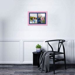 AK Frames 20X14 Pastel Pink Classic Multi Photo Frame With Blue Mount - Holds 2 Apertures (2X) A4 Photos - thumbnail 3