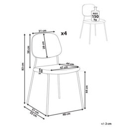 Beliani Set Of 4 Dining Chairs Riley Fabric Light Beige - thumbnail 3