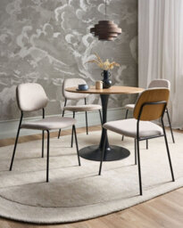 Beliani Set Of 4 Dining Chairs Riley Fabric Light Beige - thumbnail 2