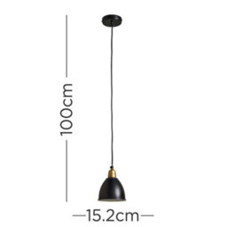 Valuelights Eli Contemporary Matt Black And Gold Dome Ceiling Pendant Light Fitting - thumbnail 5