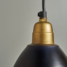 Valuelights Eli Contemporary Matt Black And Gold Dome Ceiling Pendant Light Fitting - thumbnail 4