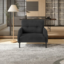 Matteo Corduroy Accent Chair - Comfortable Single Seater With Side Storage, Gray - thumbnail 7
