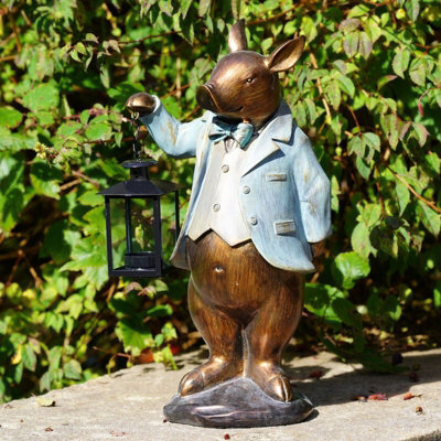 Burgess Large Pig With Lantern Ornament Home Garden Statue Decoration Tealight Holder - image 1