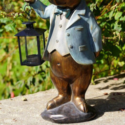 Burgess Large Pig With Lantern Ornament Home Garden Statue Decoration Tealight Holder - thumbnail 3