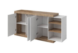 Arte Stunning Sintra 47 Sideboard Cabinet 180Cm - White Gloss & Oak Sandal: Versatile Storage For Contemporary Living Spaces - thumbnail 2