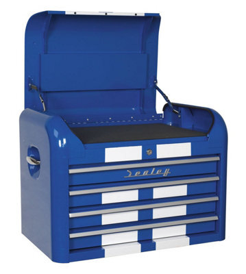 Sealey Topchest 4 Drawer Retro Style - Blue With White Stripes Ap28104Bws - image 1