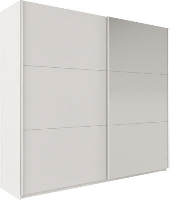 Arte White Matt Sliding Mirrored Wardrobe 225Cm - Clean, Crisp, And Clever Storage - image 1