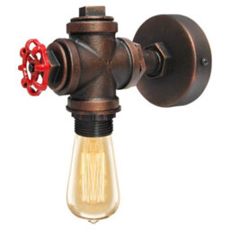 Long Life Lamps Company Vintage Industrial Rustic Tap Style Wall Light Waterpipe Lamp M0071P - thumbnail 1