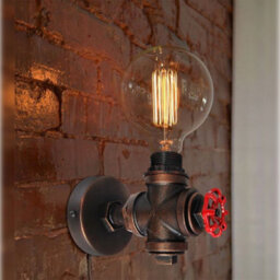 Long Life Lamps Company Vintage Industrial Rustic Tap Style Wall Light Waterpipe Lamp M0071P - thumbnail 9
