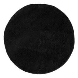 Comfy Washable Low Pile Living Room Area Rug - Anti-Slip Felt Backing Black 100Cm Diameter - thumbnail 2