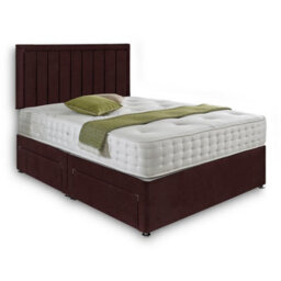 Dining Tables Cairo Matching Headboard Divan Set, 2 Drawer On Same Side With Sprung 1500 Comfort Mattress - Plush Velvet Mulburry - King - thumbnail 4