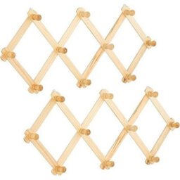 2X Expandable Wooden Coat Rack Hanger Hat Closet Hook Foldable - thumbnail 1