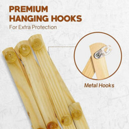2X Expandable Wooden Coat Rack Hanger Hat Closet Hook Foldable - thumbnail 3