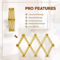 2X Expandable Wooden Coat Rack Hanger Hat Closet Hook Foldable - thumbnail 2