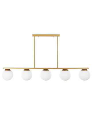 Wyld And Coco Glamour Design 5-Light Hanging Lamp Gold Matt Metal 62Cm With White Glass Sphere Shades For Dining Room Kitchen - image 1