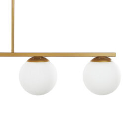 Wyld And Coco Glamour Design 5-Light Hanging Lamp Gold Matt Metal 62Cm With White Glass Sphere Shades For Dining Room Kitchen - thumbnail 4