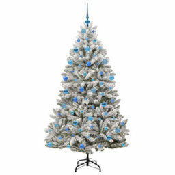 Vidaxl Artificial Christmas Tree Green And White 180 Cm Pvc And Metal - thumbnail 4