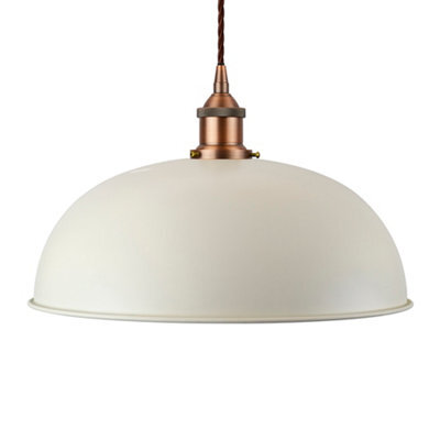 Clay White Worcester Painted Dome Pendant Light With Matt Antique Copper Lamp Holder And Brown Twisted Cable - Se Home - image 1
