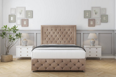"Sloomy Vienna Mink Naples Divan Bed Set 2 Drawers Left Side With 54"" Floor Standing & 12"" Footboard 3' Single" - image 1