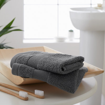 Catherine Lansfield Anti-Bacterial Cotton 30X30Cm Face Cloth Pair Charcoal Grey - image 1